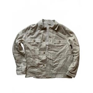 Zara Linen Long Sleeve Over Shirt with Lining Size L